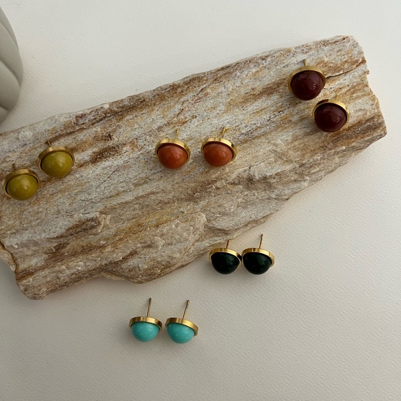 Boho Chic Colorful Stud Earring Set of Five - Artsy Colorful Stud Earrings - Picture 3 of 16